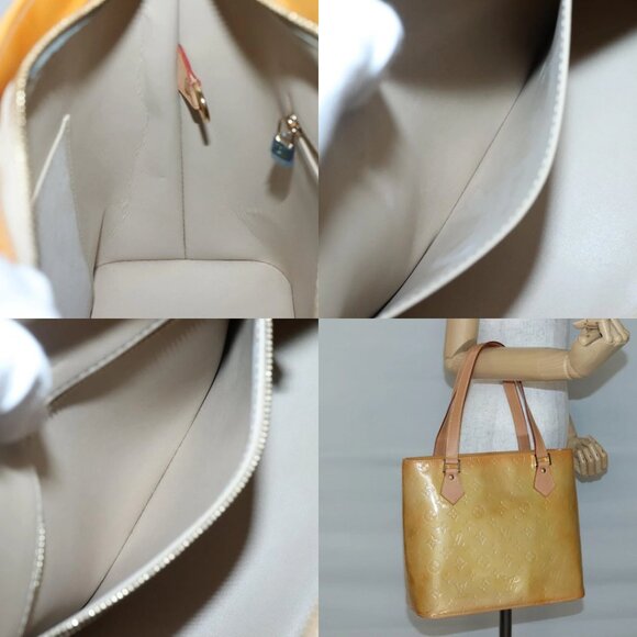 LOUIS VUITTON Monogram Vernis Houston Hand Bag Beige M91004 LV Auth SW1452 - Picture 15 of 16